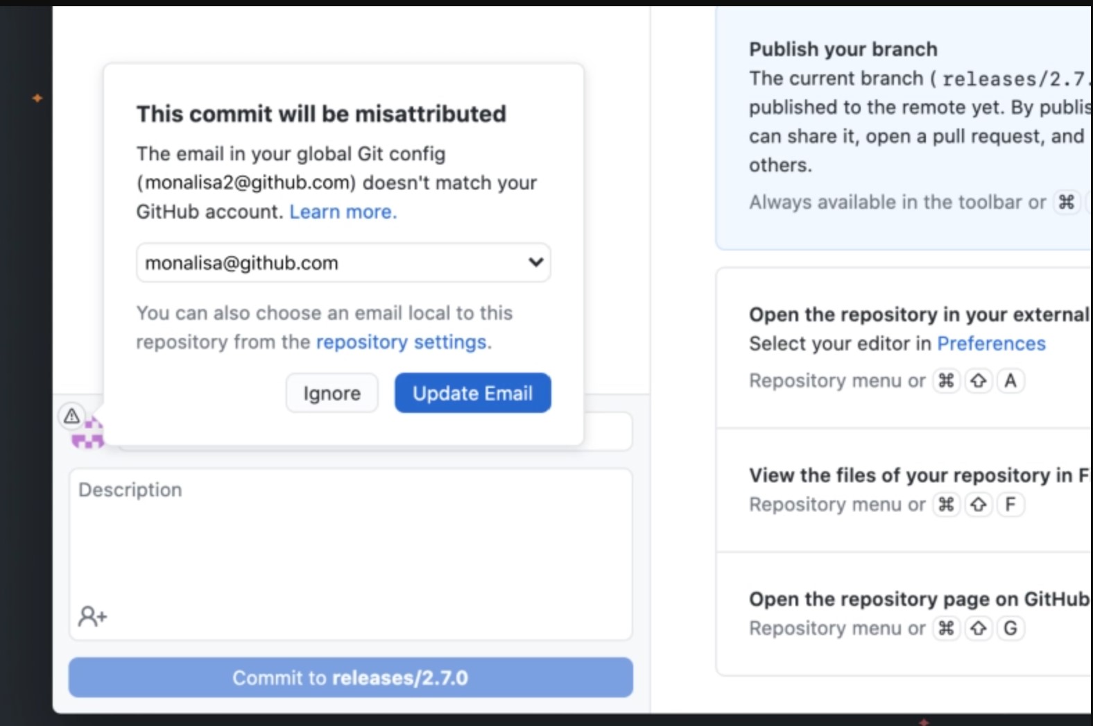 コミットのミスアトリビュートを警告