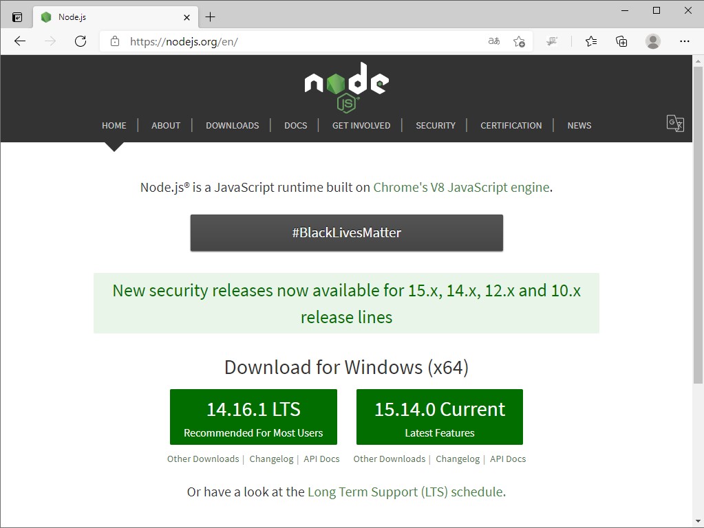 「Node.js」v15.14.0などがリリース