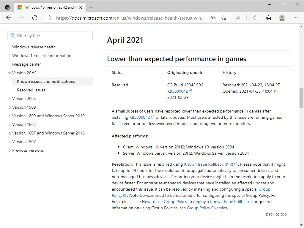 “Windows message center”におけるアナウンス