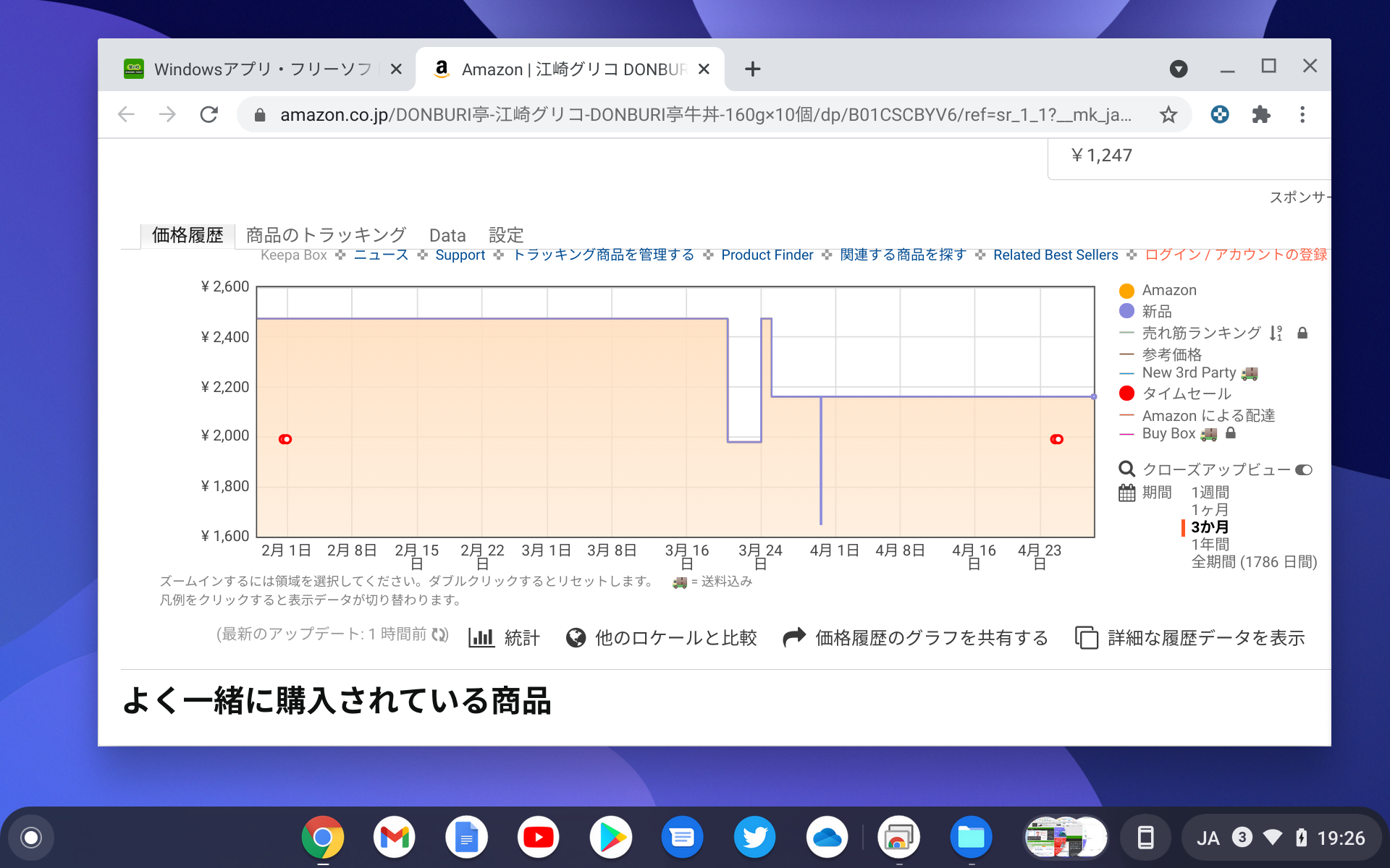 Amazonの商品の相場変動をグラフ表示する「Keepa」。急激に値上がりしていたら、買い占めかもしれない