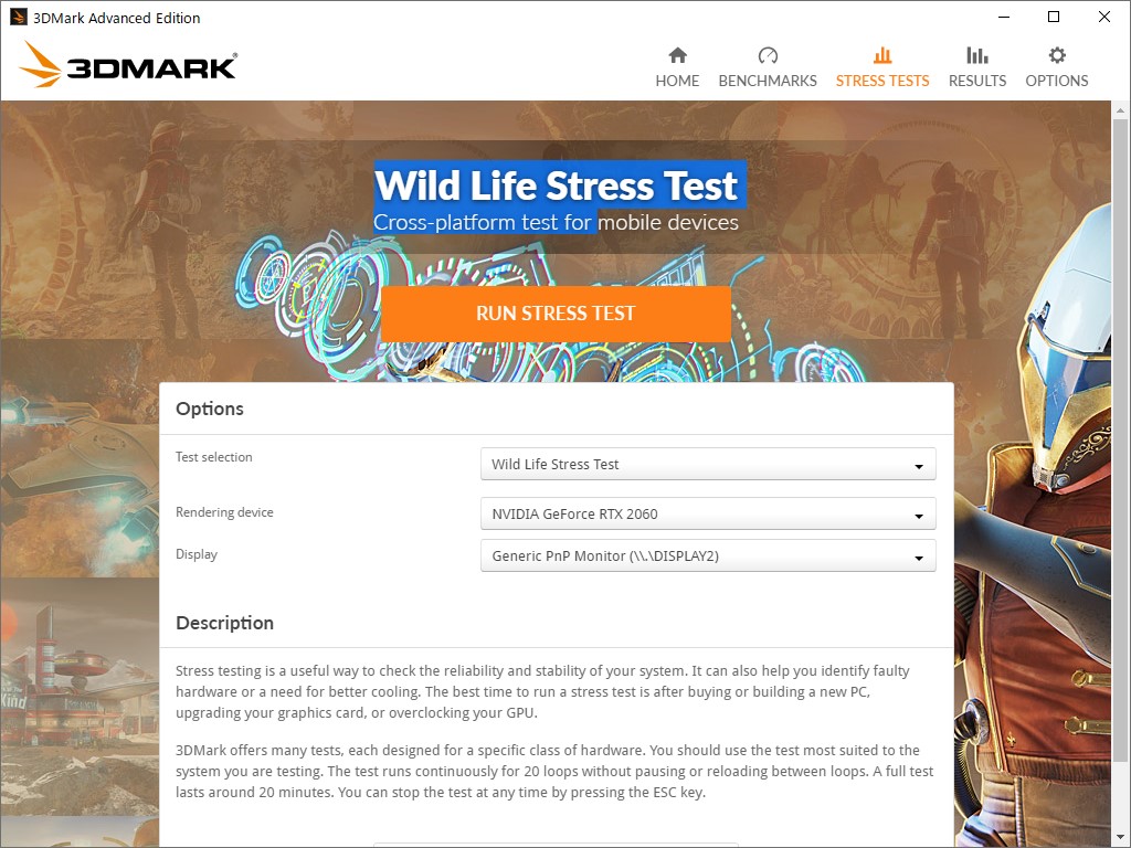 より長い時間をかけて高負荷状態でのデバイス性能を測る「3DMark Wild Life Extreme Stress Test」
