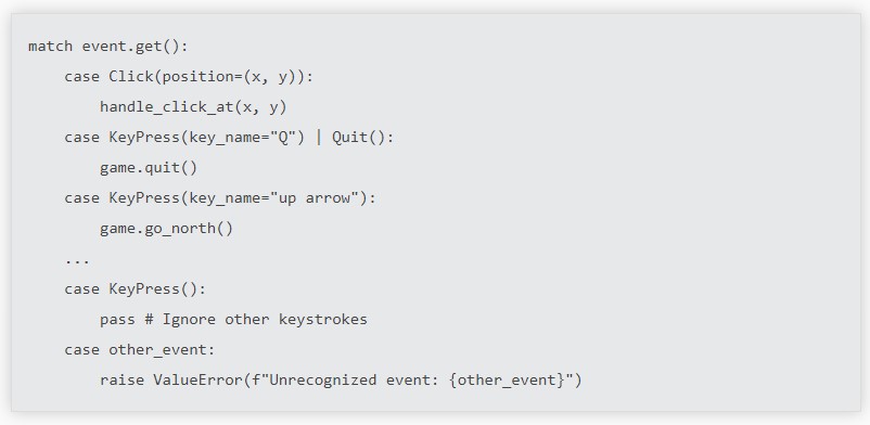 match文で条件分岐をスマートに記述できる構造的パターンマッチング