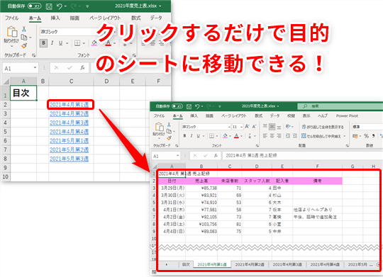 Excel】数が多すぎて目的のシートを開けない！ エクセルでシートの目次 