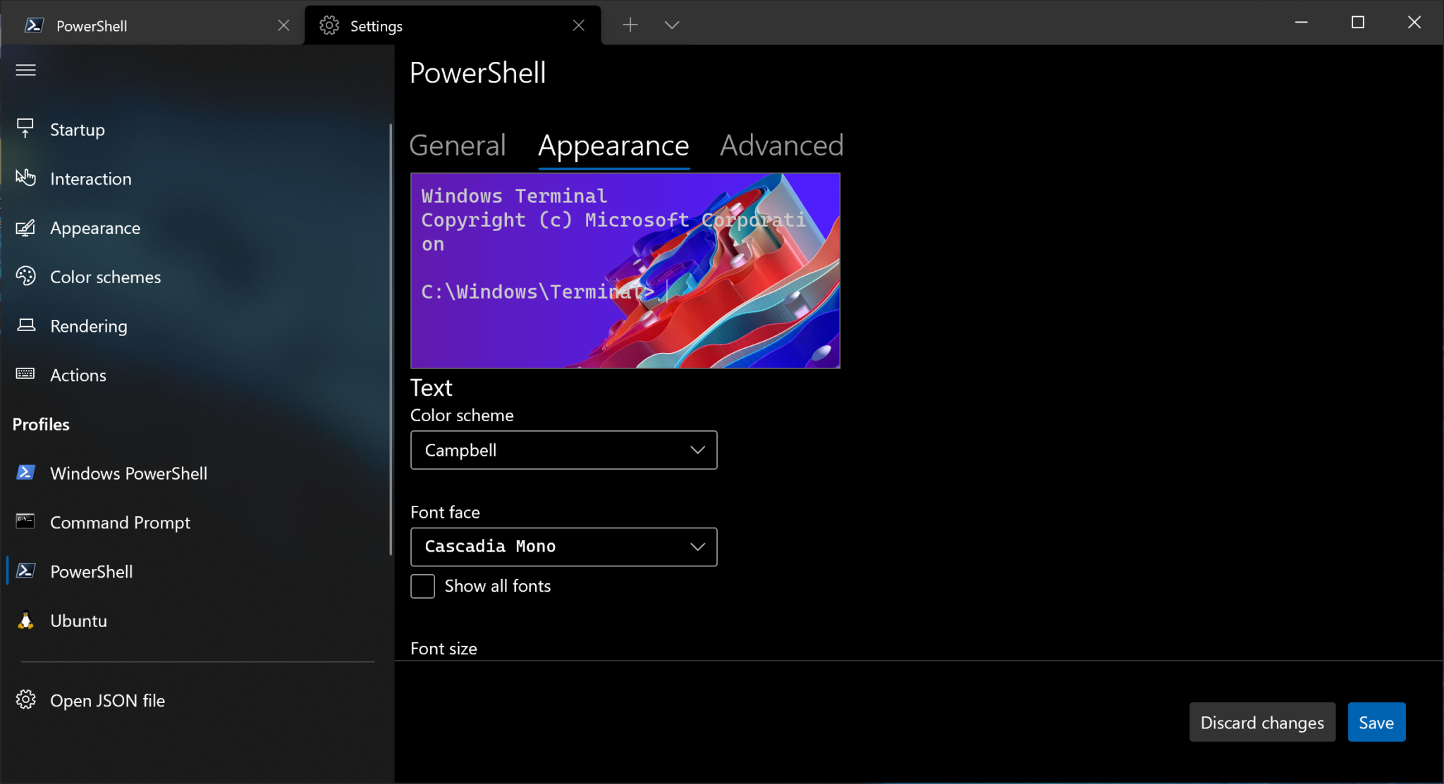 カスタマイズした外観設定のプレビュー