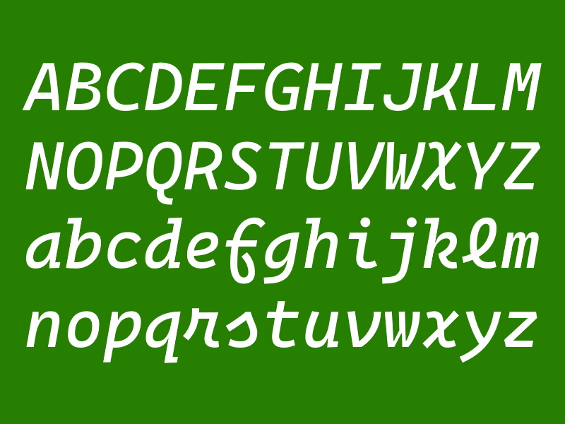 「Cascadia Code」のイタリック体