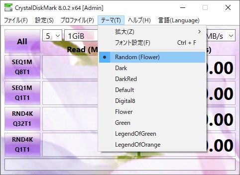 「CrystalDiskMark」v8.0.2