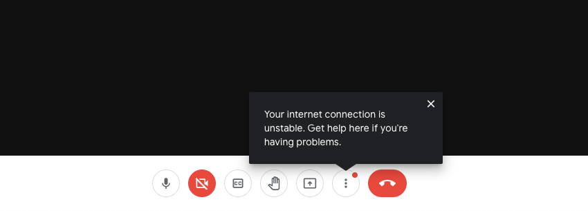 問題の原因を説明するポップアップを表示するとともに赤いインジケーターを表示し、［トラブルシューティングとヘルプ］を開くことを促す