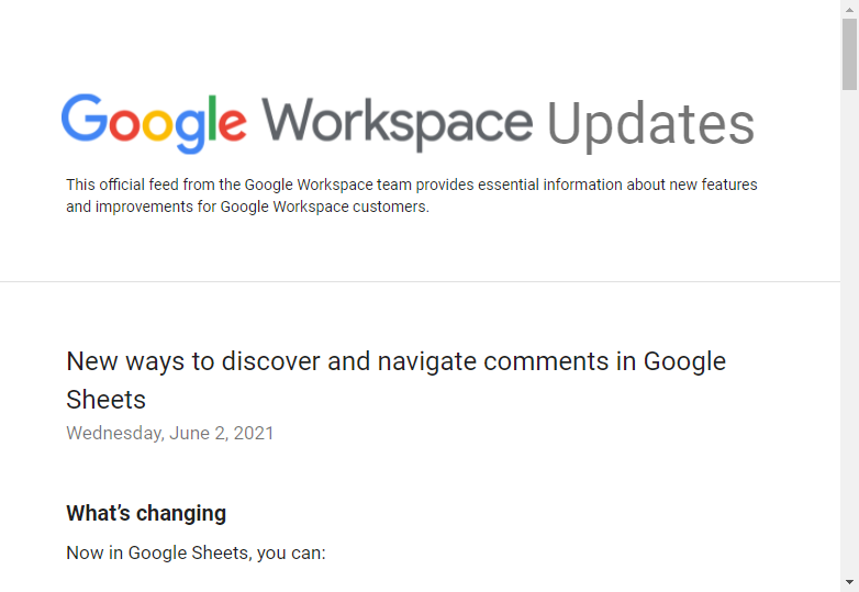 Google、「Google スプレッドシート」のコメント機能を強化