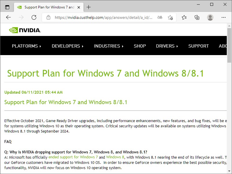 NVIDIA、Windows 7/8.1対応を終了へ