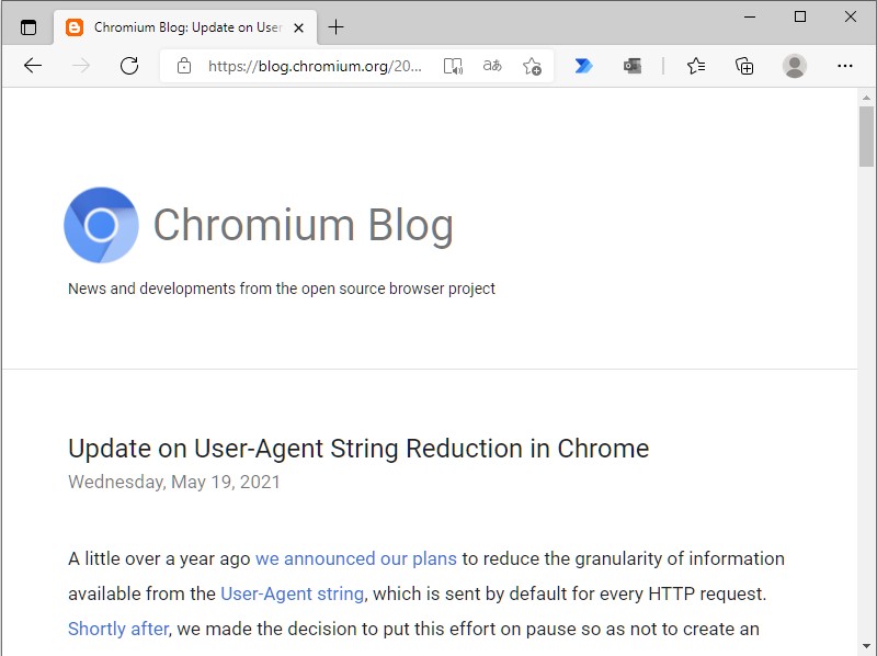 公式ブログ「Chromium Blog」のアナウンス