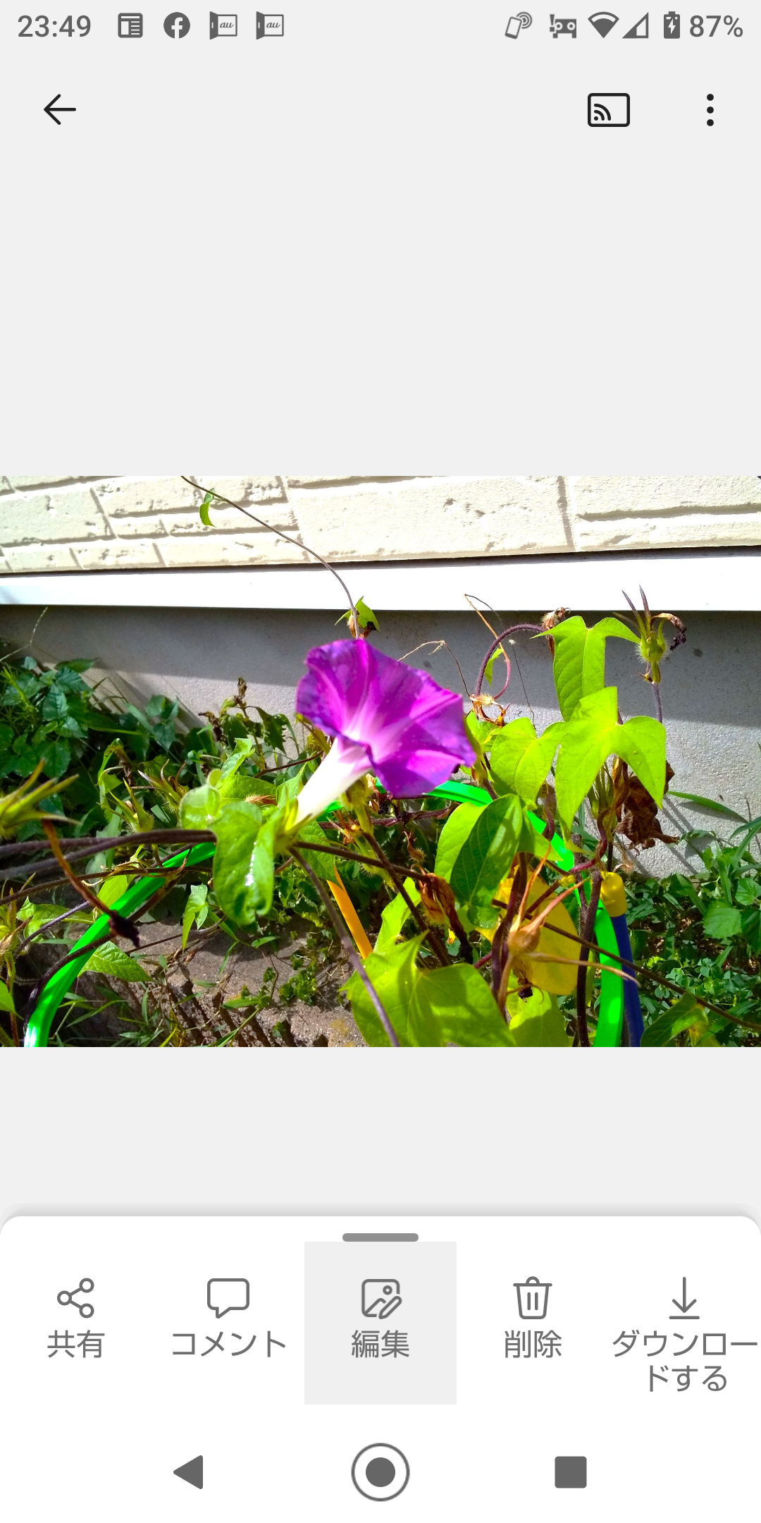 写真を拡大表示し、［編集］ボタンを押す