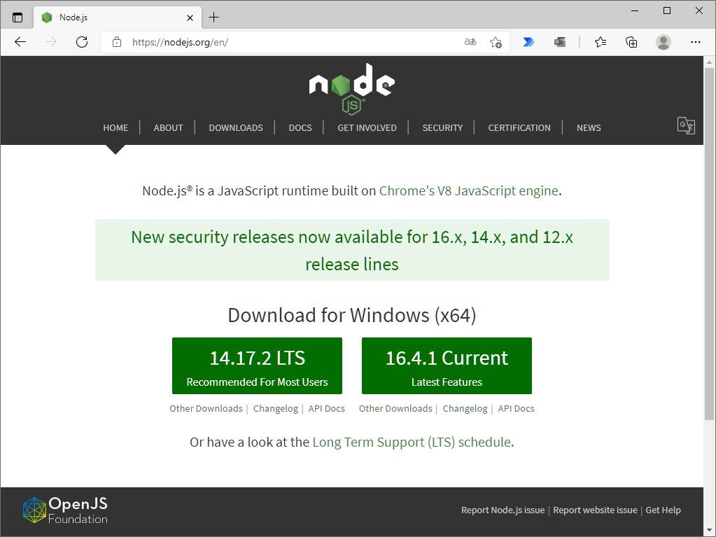 「Node.js」v16.4.1などがリリース