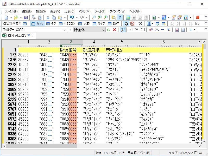 ［フィルター］ツールバーの検索ボックスにキーワードを入力すると、それに合致する行のみが表示される