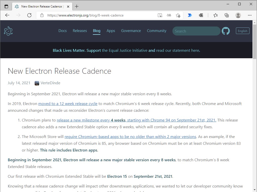 公式ブログにおけるアナウンス