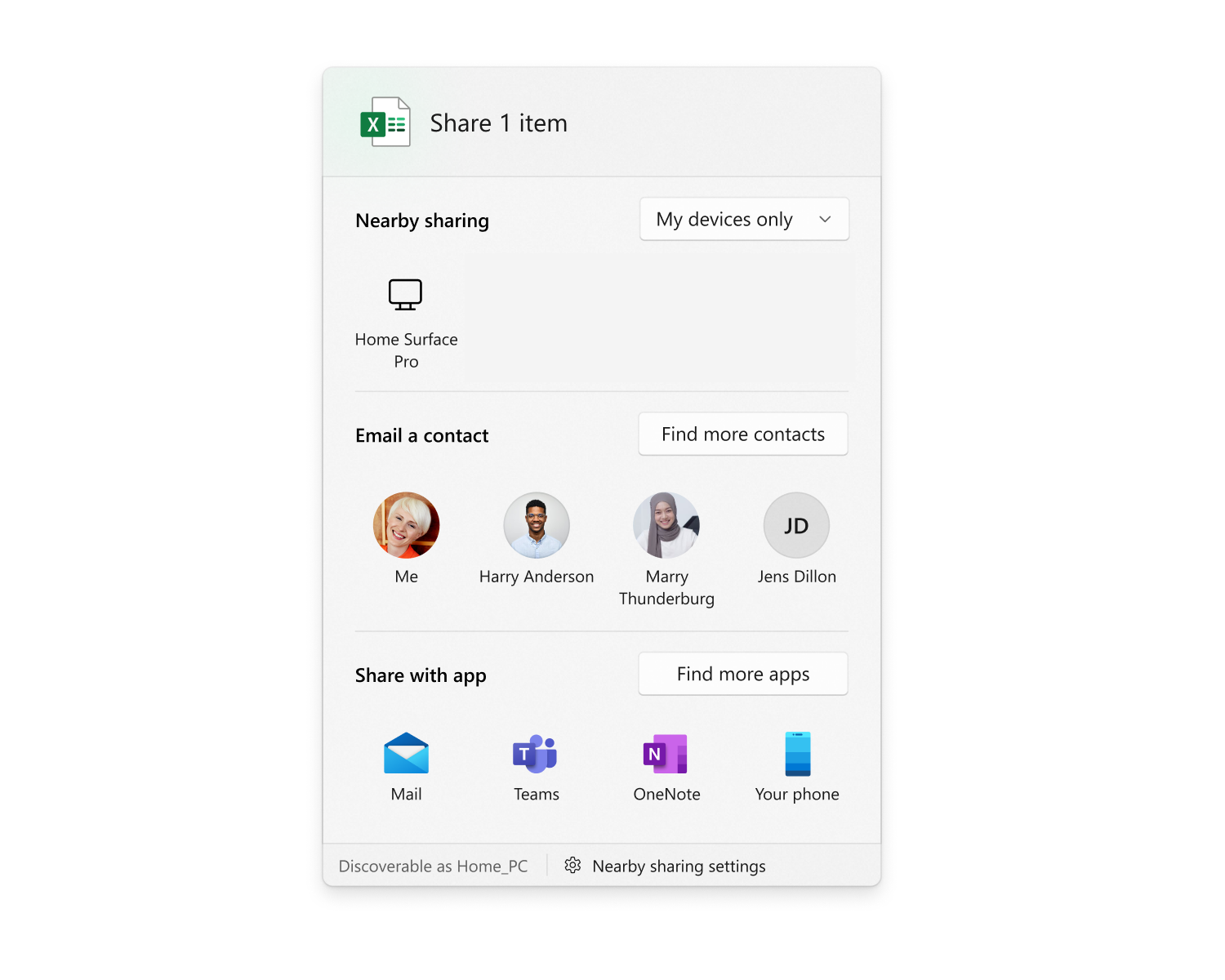 Windows 11の共有ダイアログ