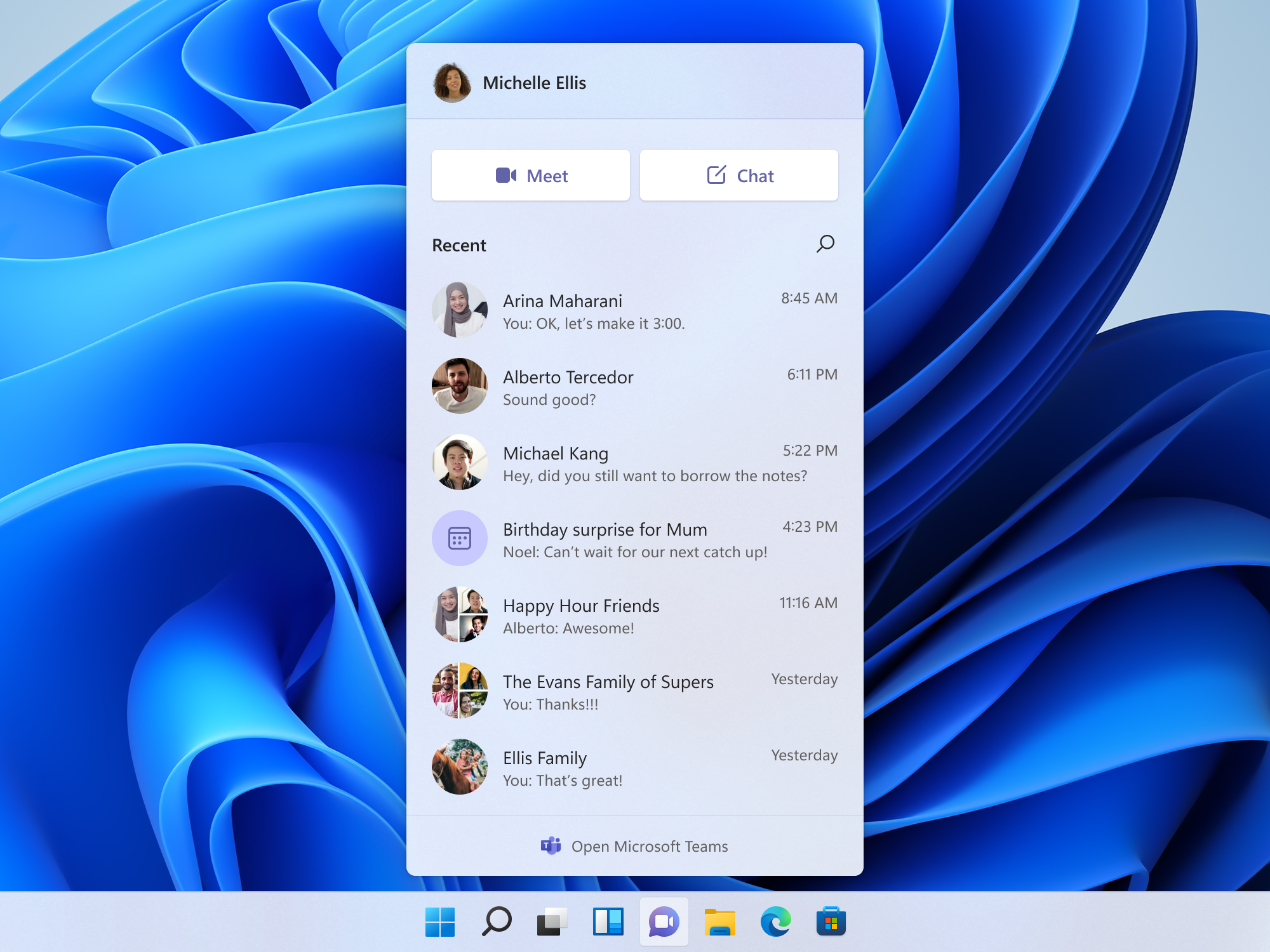 「Windows 11」に統合される予定のチャット機能