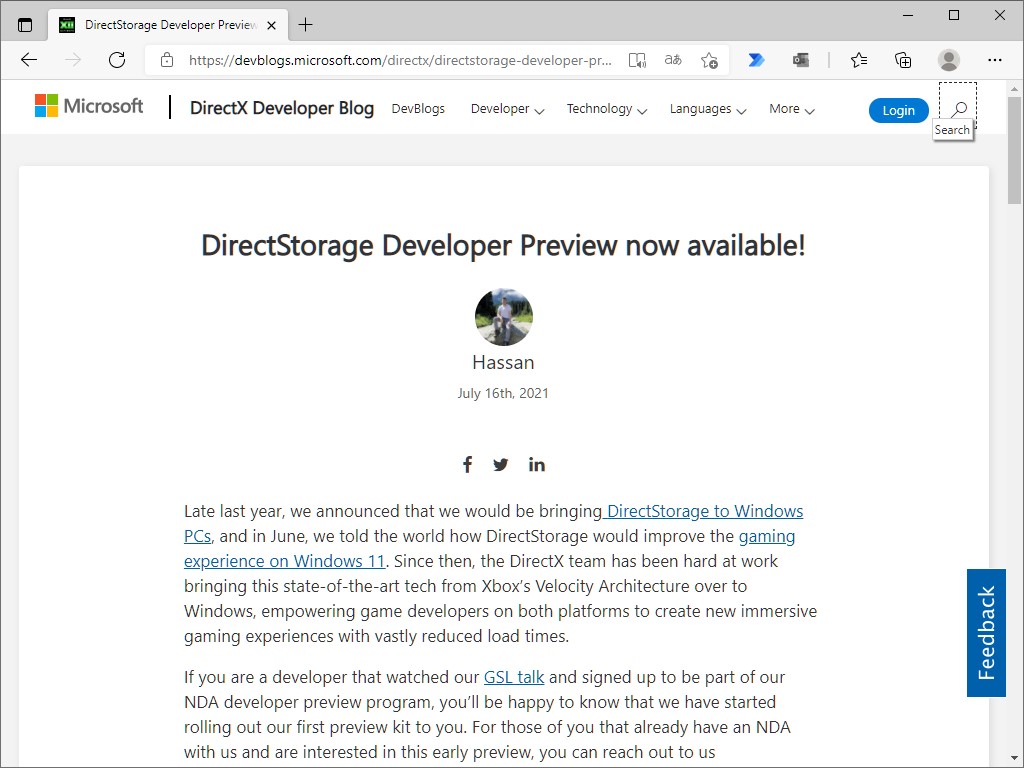 公式ブログ「DirectX Developer Blog」