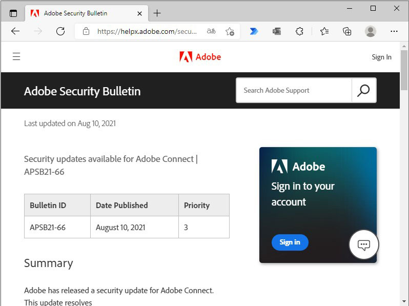 Adobeが2製品を対象に月例セキュリティアップデートをリリース