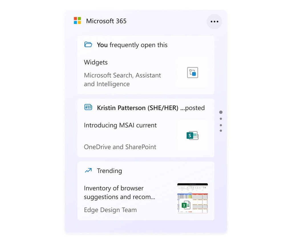 「Microsoft 365」ウィジェット