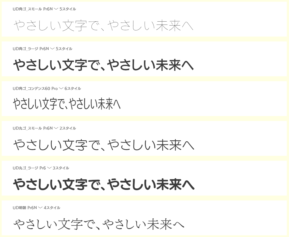 利用できるフォントの例