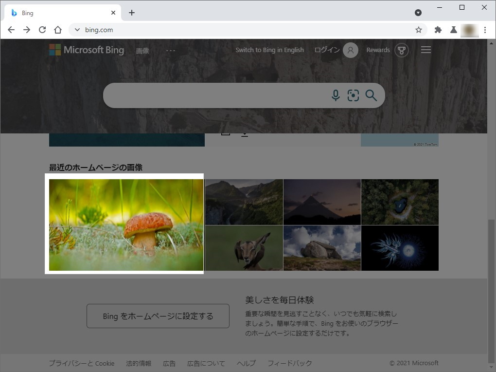 コマンドを実行すると、Webページ全体が暗転し、検索する領域を選択するモードに移行