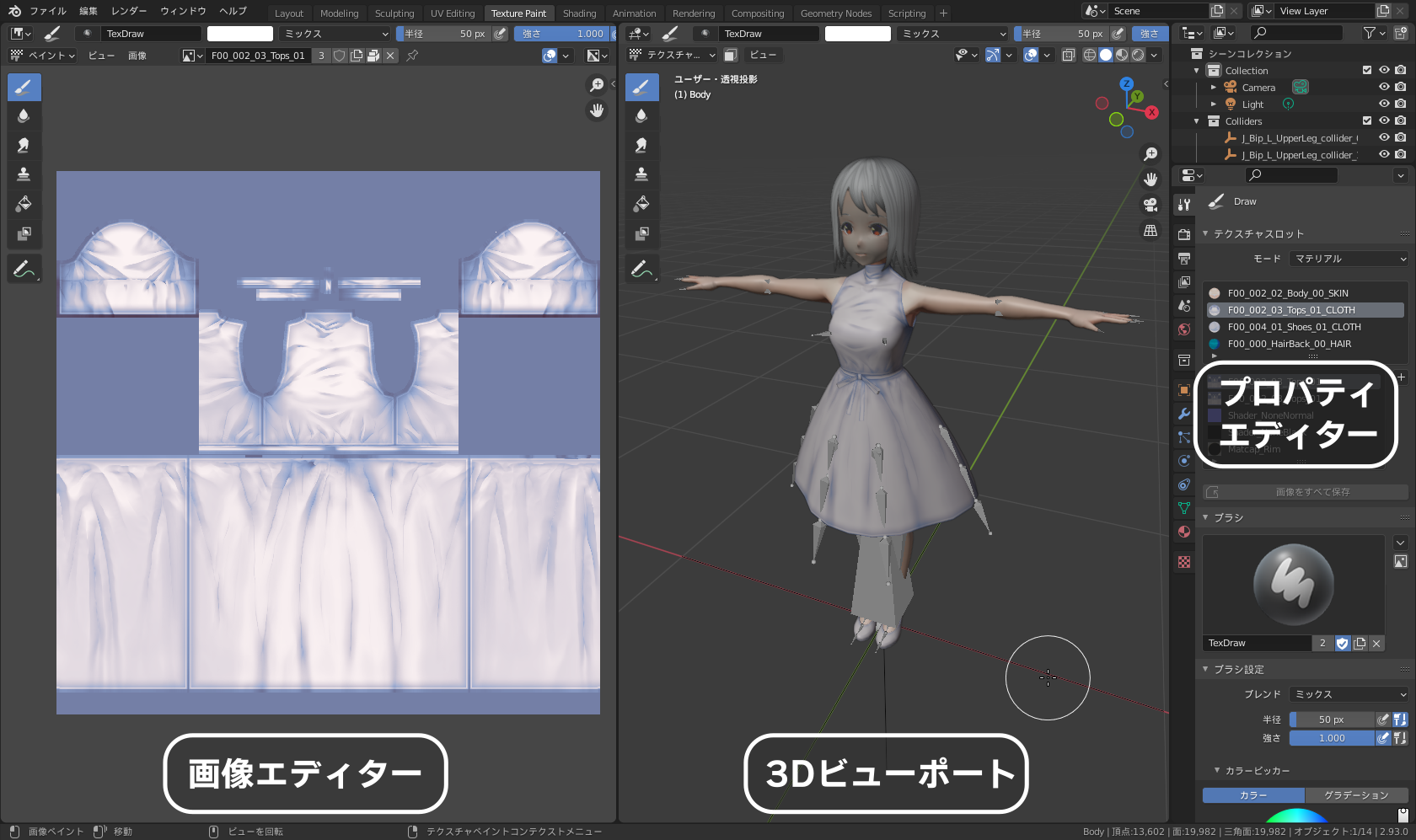 ［Texture Paint］ワークスペースと各部名称