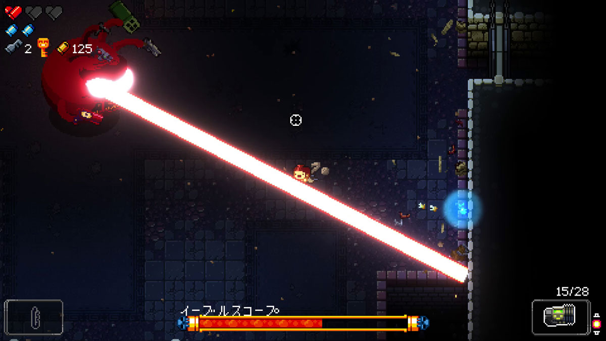 ボス戦はとにかく攻撃が激しい。ドッジロールやブランクでうまく回避しながら攻撃する