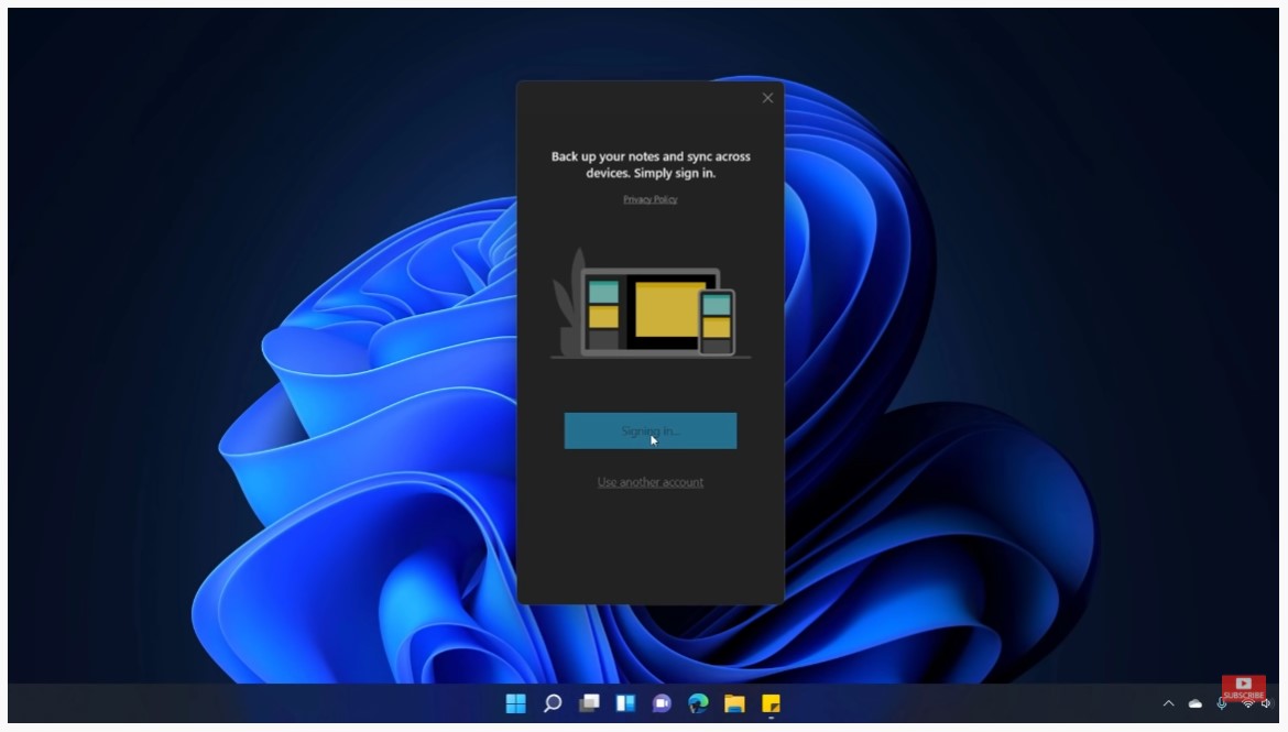 「Sticky Notes」が起動。次回からは高速に起動する