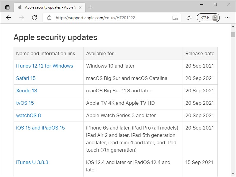 同社が公開したセキュリティ情報