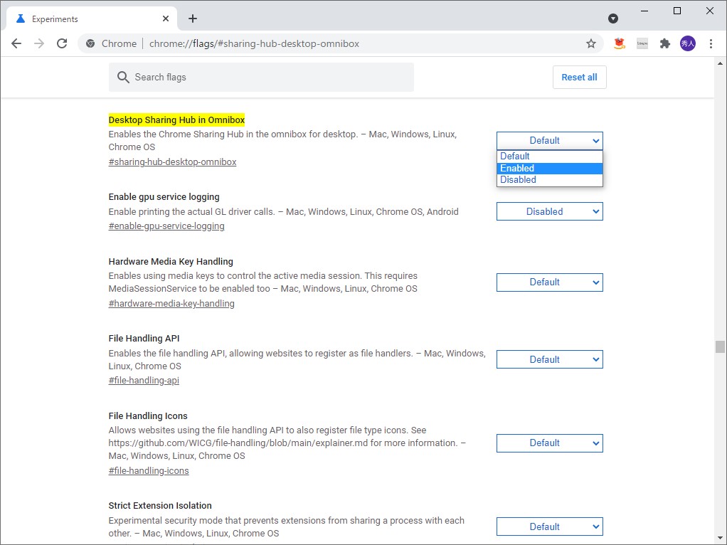 まだ使えない場合は、試験的機能のフラグをONにして「Chrome」を再起動することで有効化できる