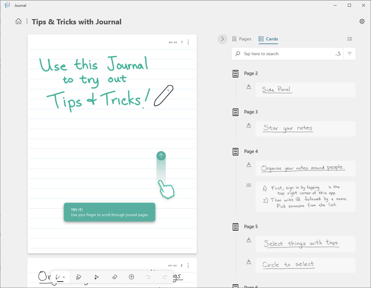 キャンバスは紙のノートと同じ「ページ」単位で管理