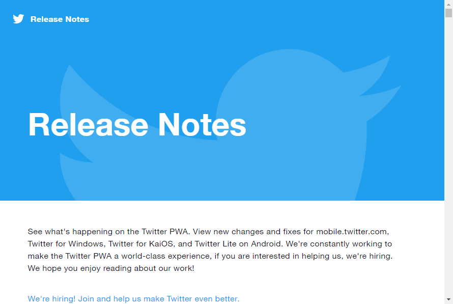 PWA版「Twitter」の2021年9月の更新