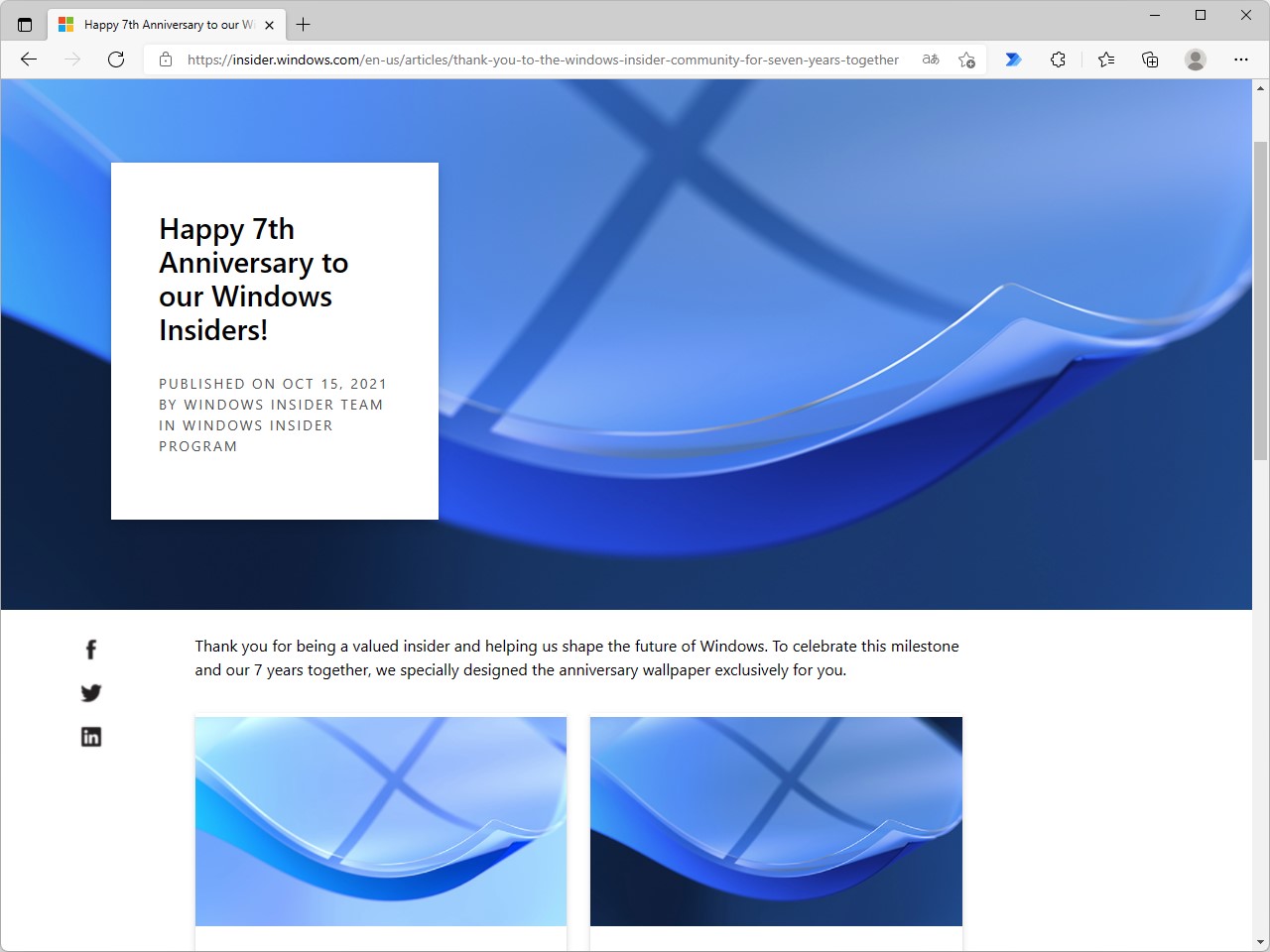 「Windows Insider Program」が7周年迎える ～記念壁紙が2種類公開