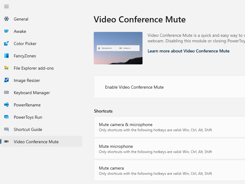 実験版にのみ含まれる「Video Conference Mute」