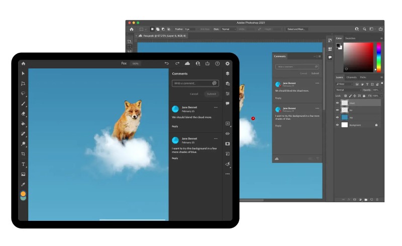 クライアントやチームメンバーに作品をレビューしてもらうための共有リンクを送信し、フィードバックをアプリ上で受け取れる