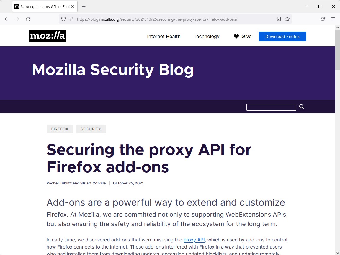 公式ブログ「Mozilla Security Blog」