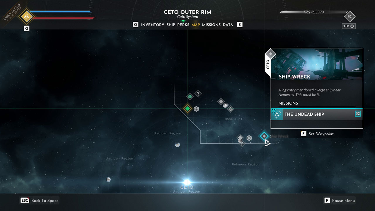 広大な宇宙だが、マップを見ながら行き先を探せる