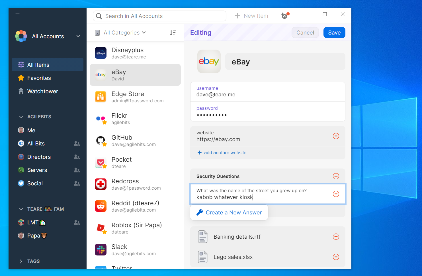AgileBits、「1Password 8 for Windows」の早期アクセスを開始。「秘密の質問」の答えを生成する機能などを追加