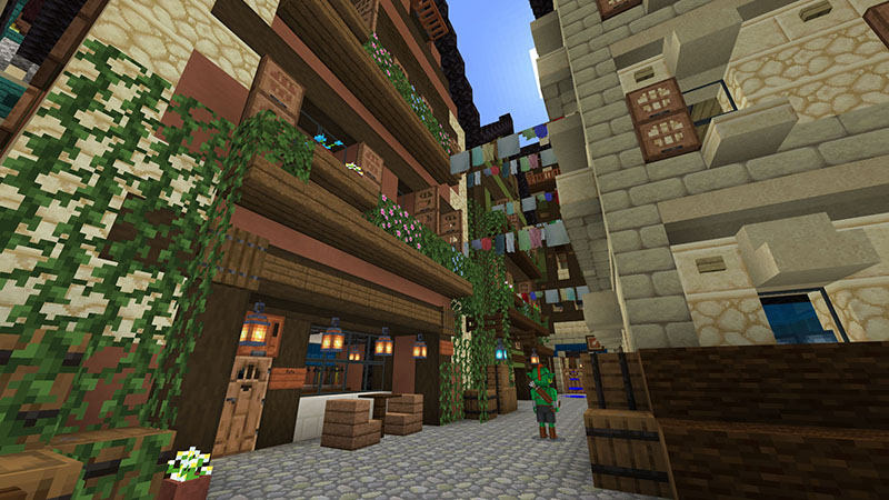 地下街には洗濯物など、生活感のある街並みを再現