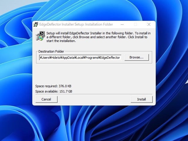 「EdgeDeflector」をインストール