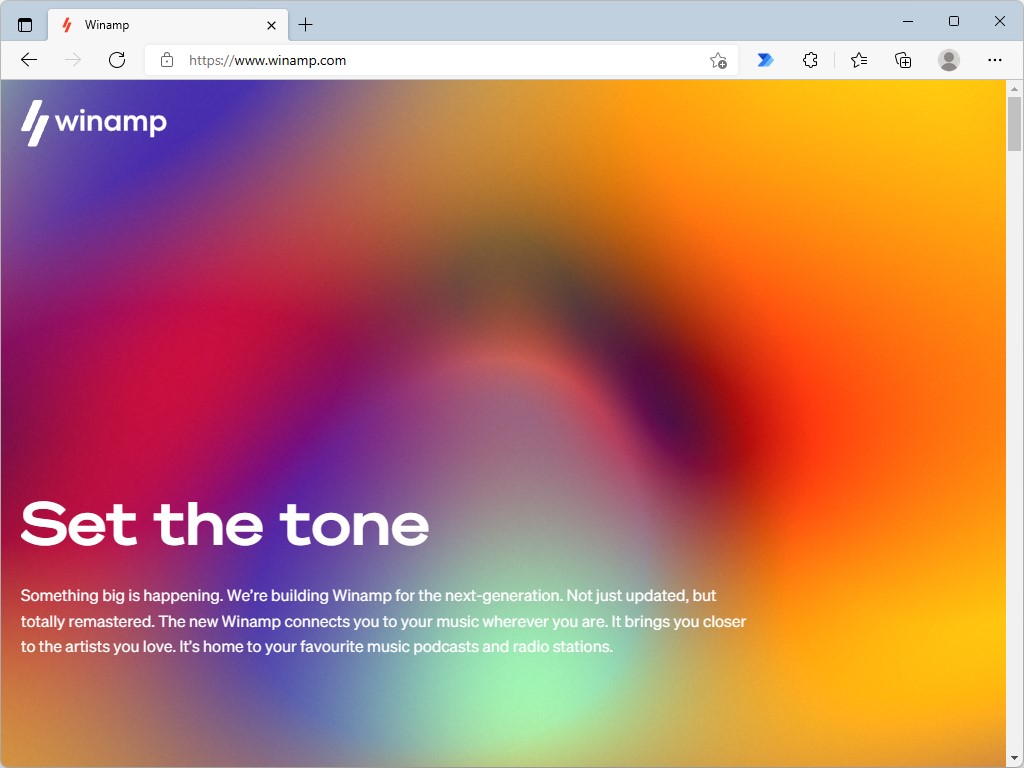 気合の入ったデザインの「winamp.com」