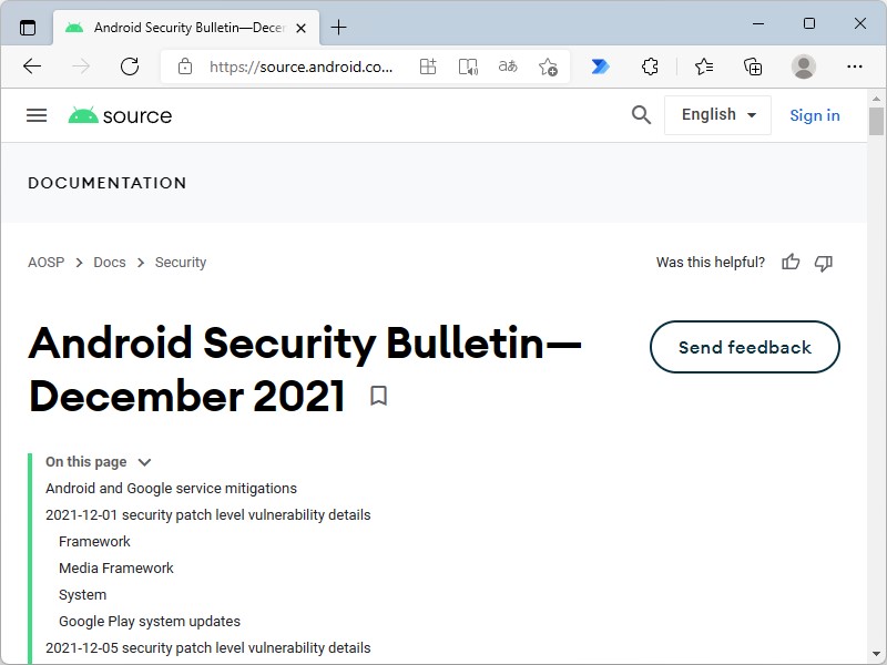 Androidの月例セキュリティ情報