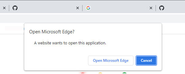 リンクを開くかどうかを問うプロンプト