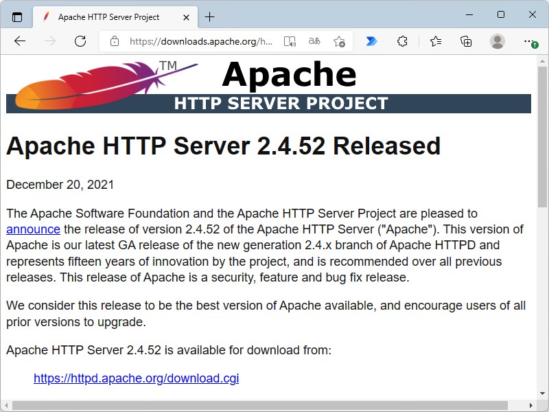 The Apache Software Foundationのリリースページ