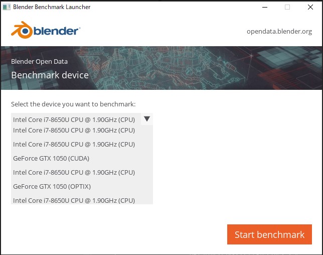 レンダリングデバイスを選択。CPUやGPUを選ぶ