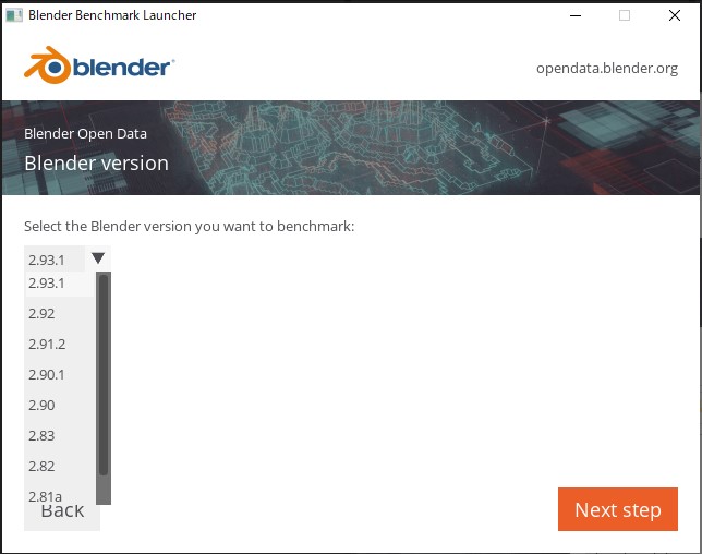 「Blender」のバージョンを選択。まだ「Blender 3.0」は選べないようだ