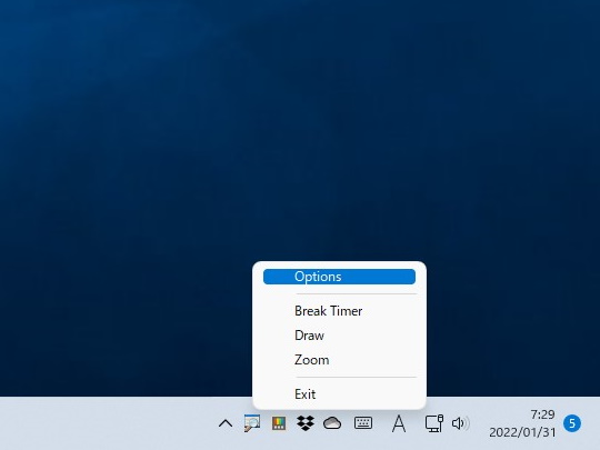 通常はタスクトレイに常駐しており、各機能はホットキーでアクティブにできる
