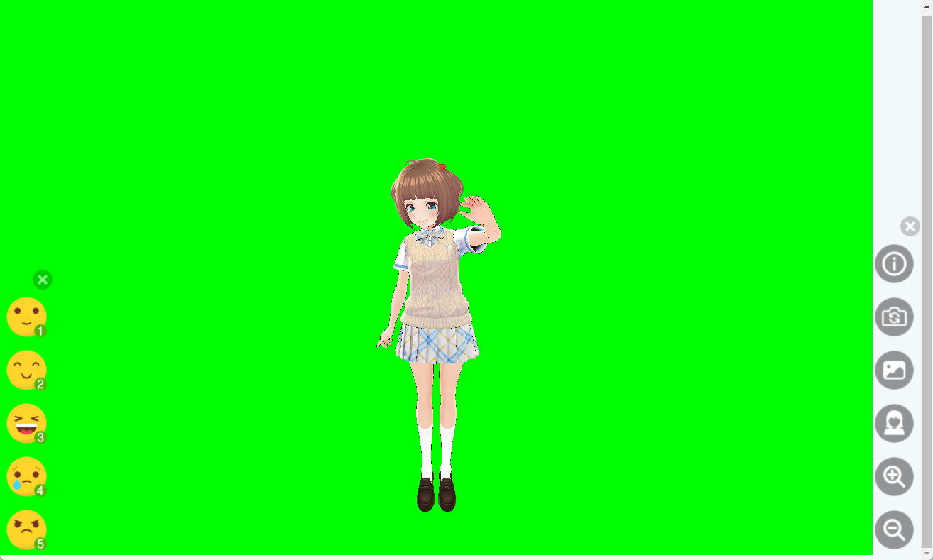 AvatarSample_D。グリーンバックもプリセットに含まれている