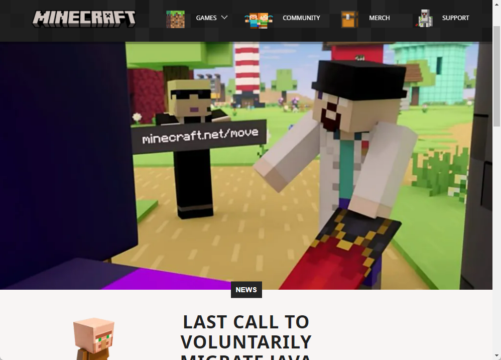 Java版「Minecraft」のアカウントを「Microsoft アカウント」へ移行していないユーザーは、3月10日以降プレイ不能に