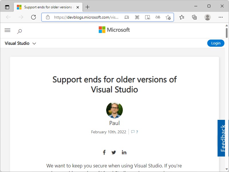 公式ブログ「Visual Studio Blog」
